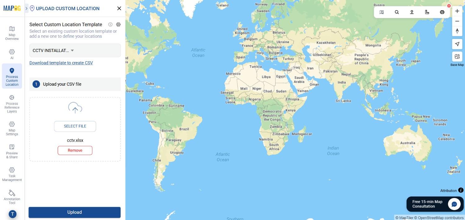 upload your csv file