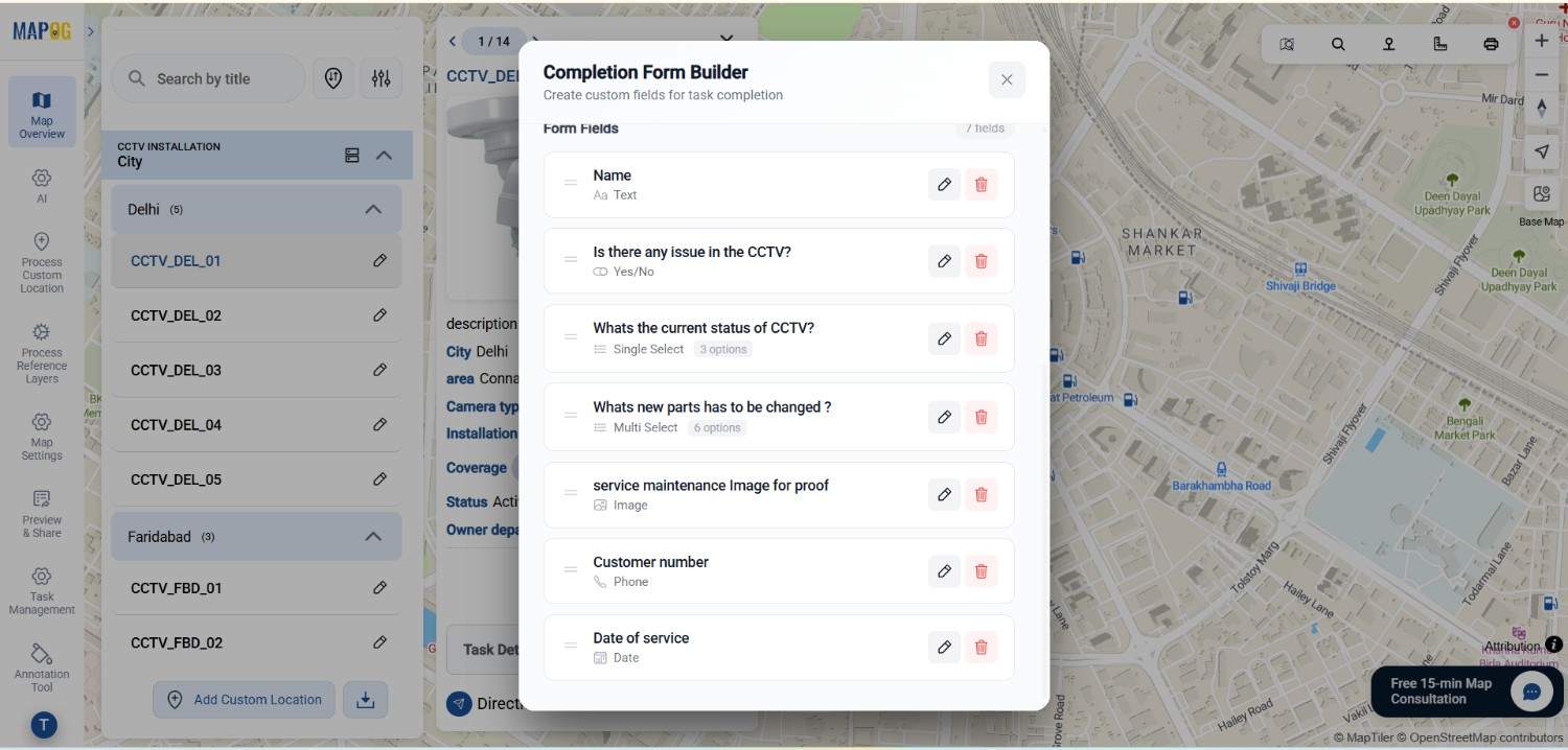 build survey form to Track Installation locations