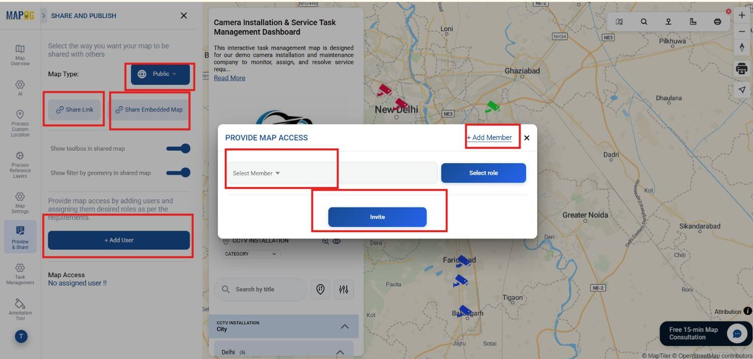 share Track Installation locations map