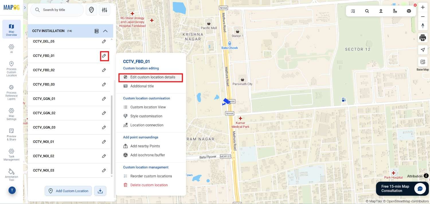 edit custom location details