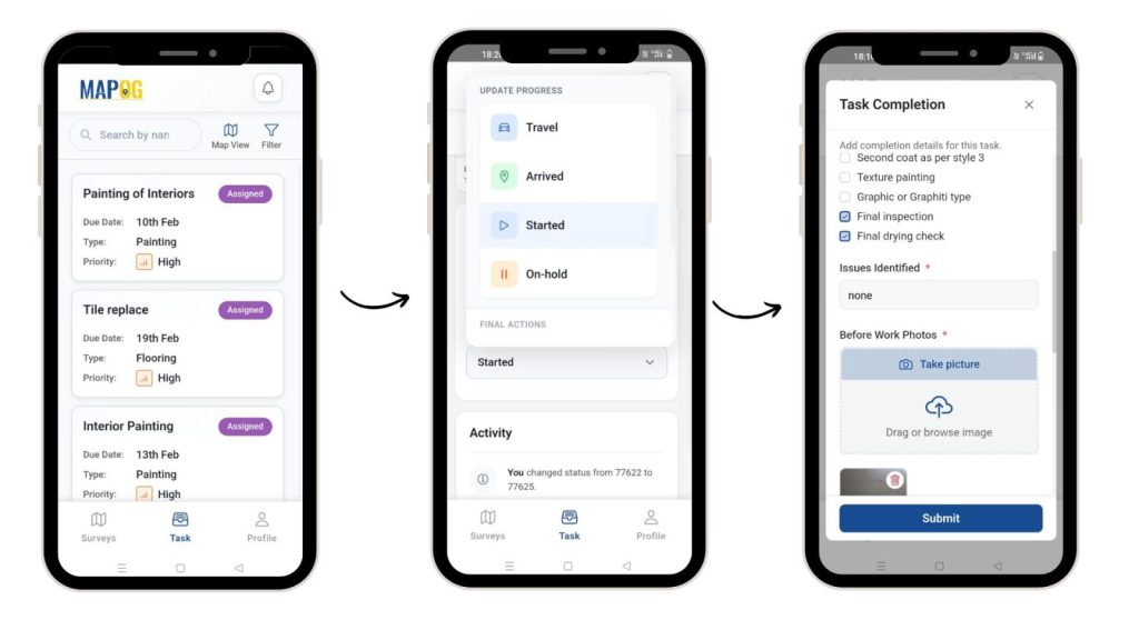 submitting completion form using mapog contributor app
