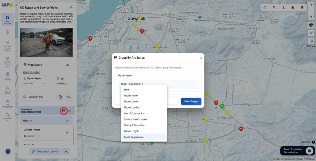 Manage Repair and Service Visits with Group by Attributes