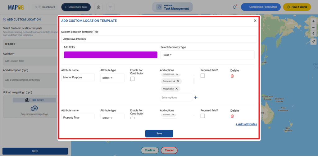 Add location attributes for Interior Design Site Visits