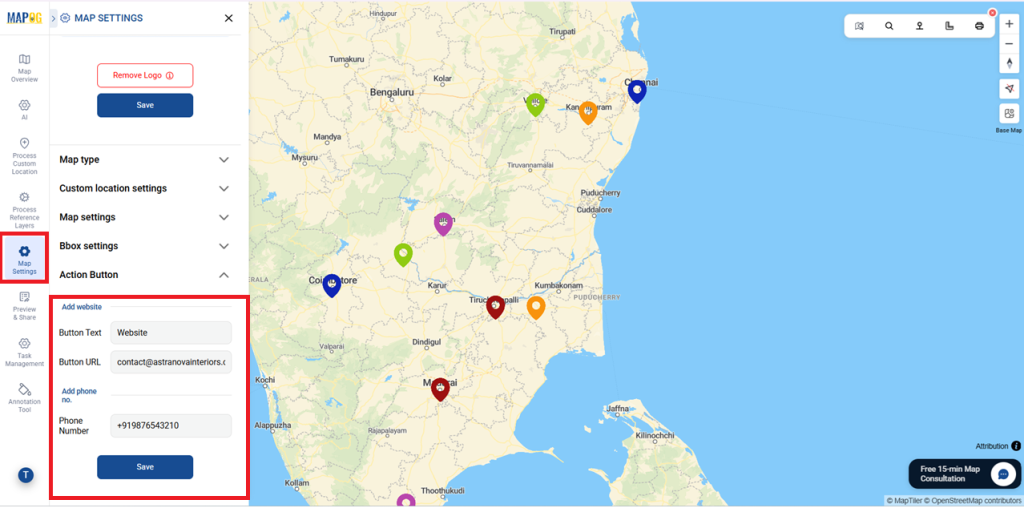 to add details like a website link and phone 