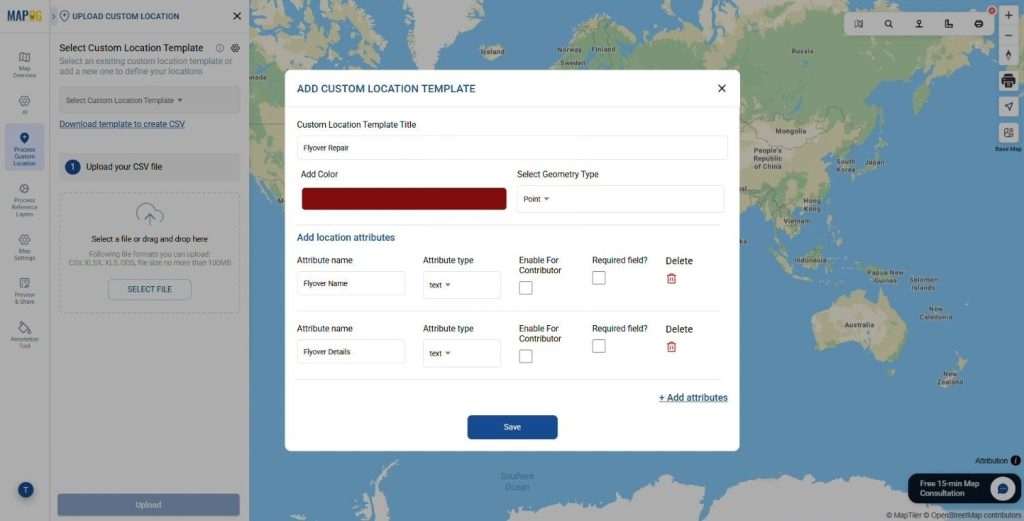 Add Custom location Template