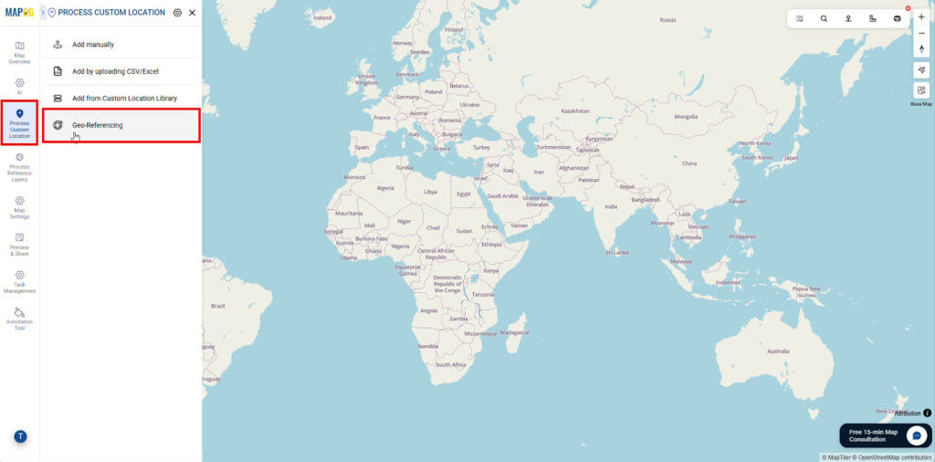 Geo-referencing tools to manage housekeeping tasks using accurate map positioning