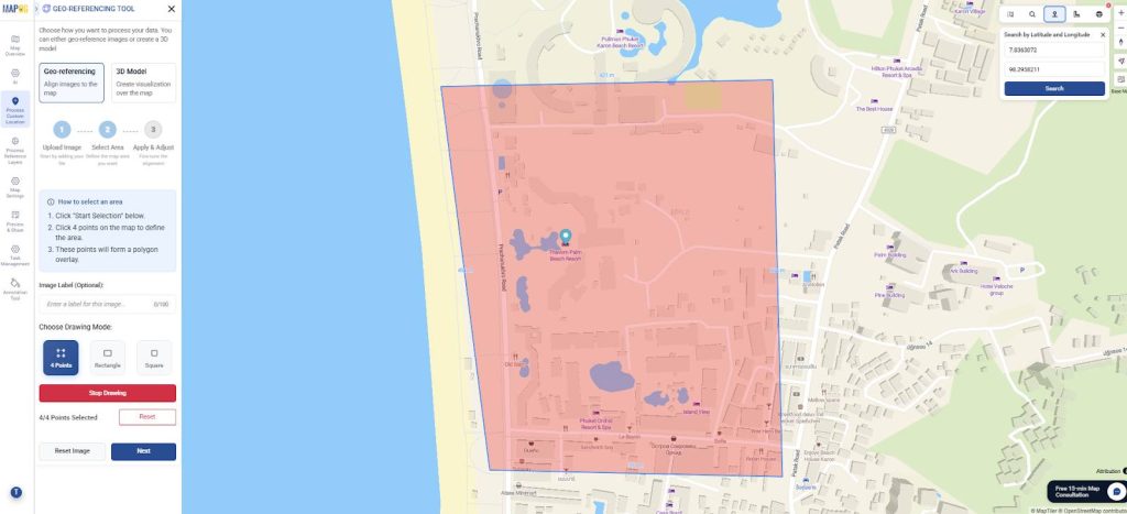 Geo-referencing: Select area