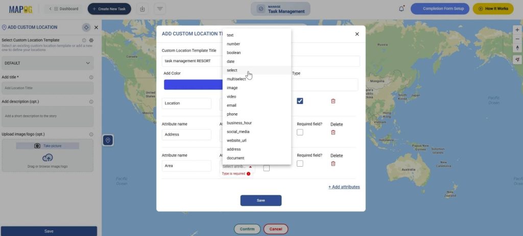 Adding Custom location template attributes