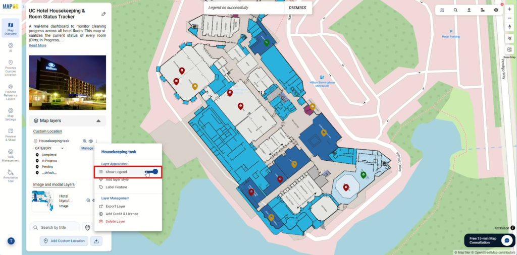 Enable legend to manage by status on the map