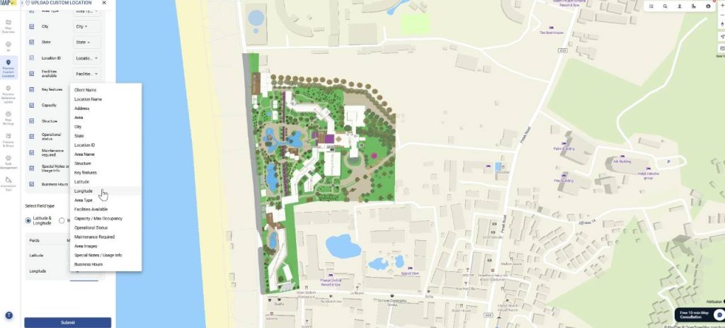 Define the location fields