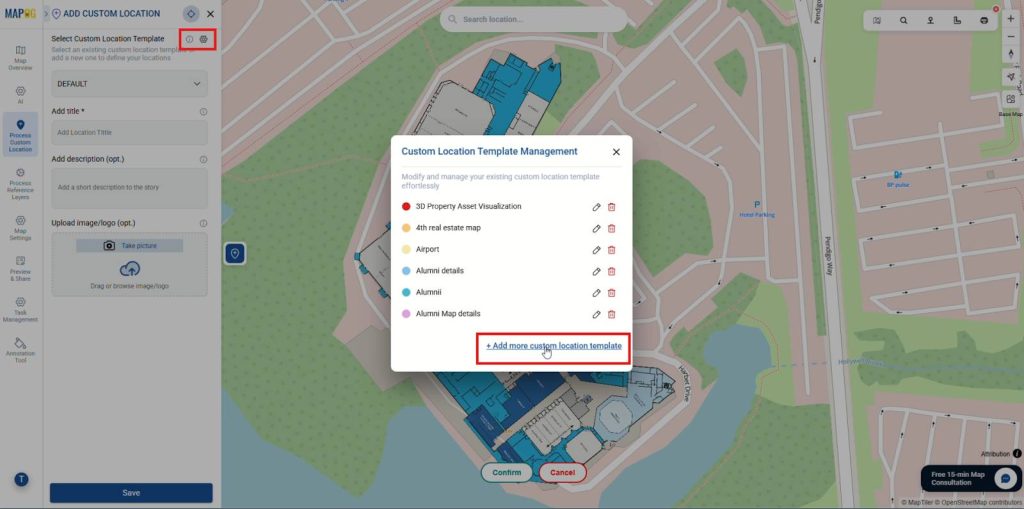 Create location templates to manage housekeeping tasks with map geometry