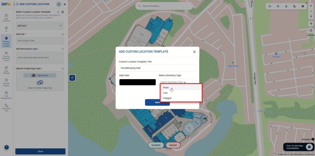 Manage custom location templates for organizing housekeeping operations