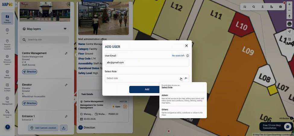 Choose assign role as admin or others