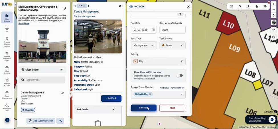 tasks assigned to team members in MAPOG