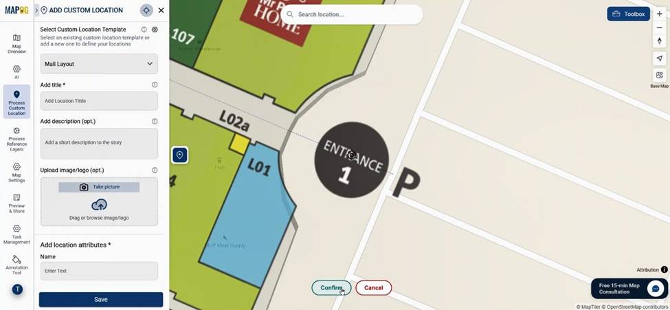 Conform mall locations on map