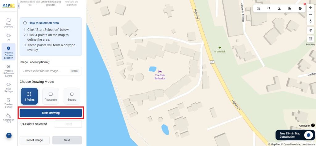 Add poly points using 4 points option