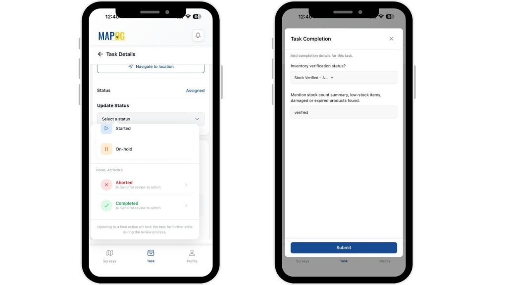 After completion, they must submit a completion form for Map and Monitor Franchise Locations
