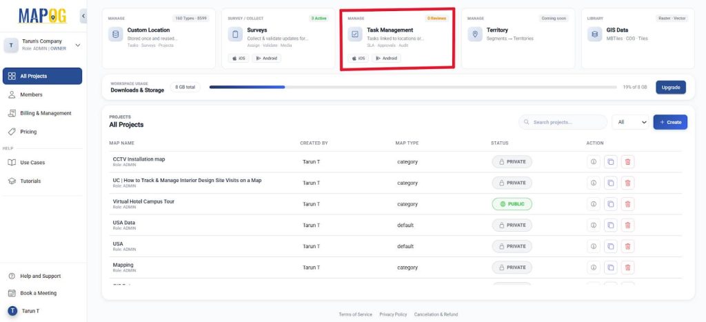 Task management dashboard