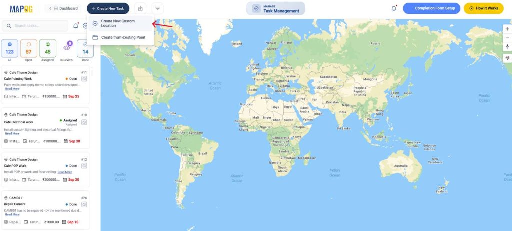Create new custom location - task