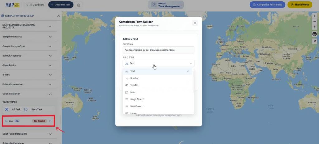 Completion form buildup for all task