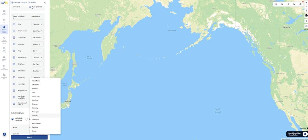 Define location fields