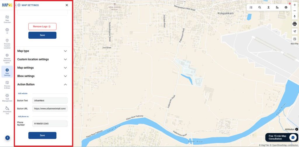 Use of Action Button for Map and Monitor Franchise Locations
