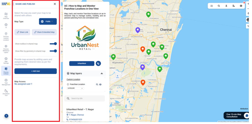 Publish and Share Your Map for Map and Monitor Franchise Locations
