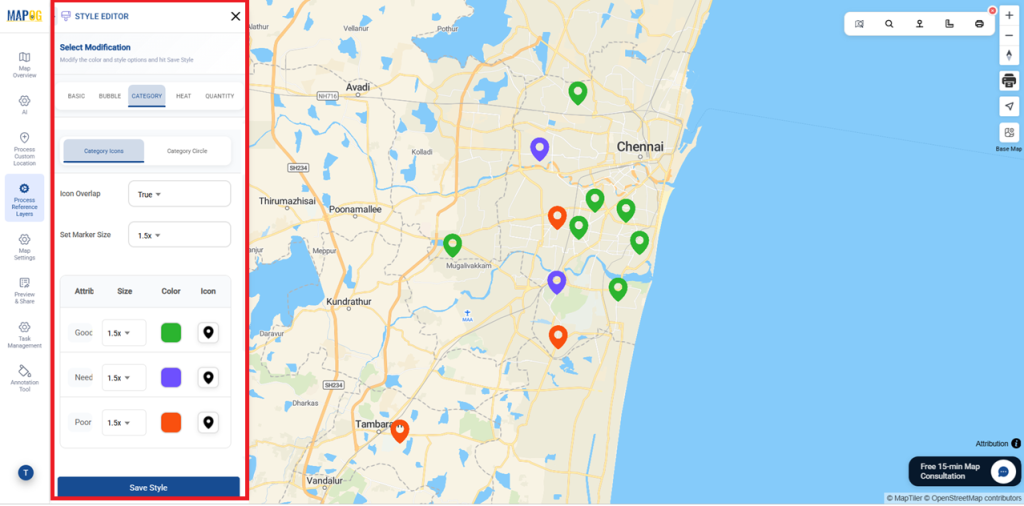 Category styling for Map and Monitor Franchise Locations  
