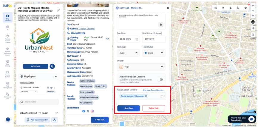 Assign a team member & save task