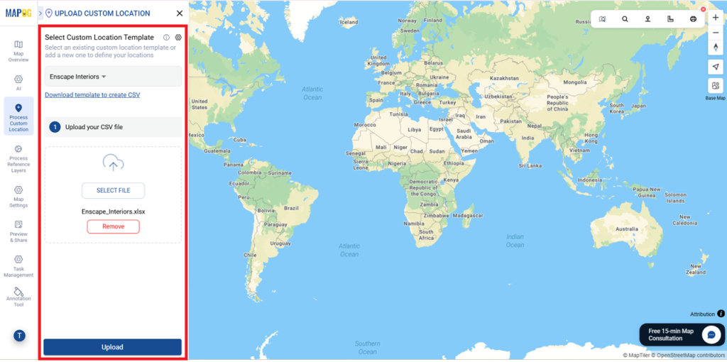 Upload custom location for  Interior Design Site Visits
