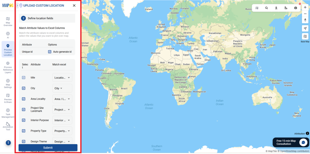  Define Location Fields for  Interior Design Site Visits
