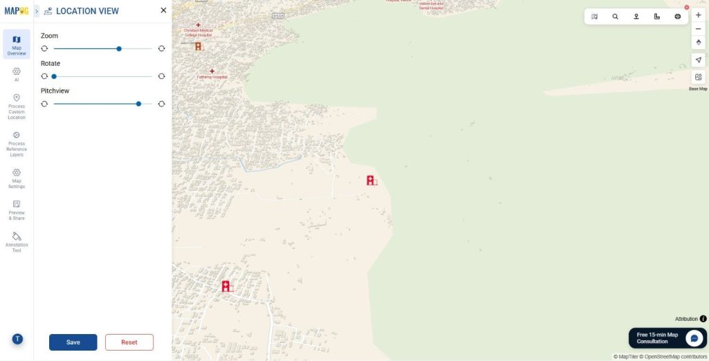 Location view set pitch