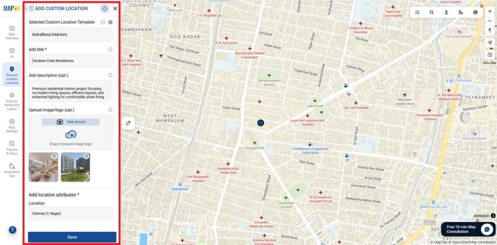 Edit Custom Location Details for Manage Interior Design Site Visits
