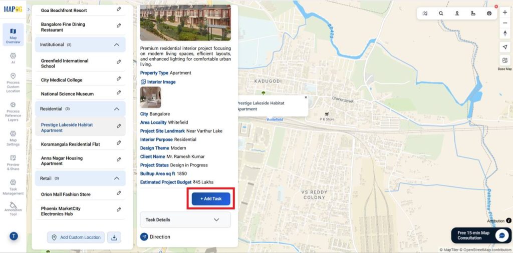 Add task through Task Management