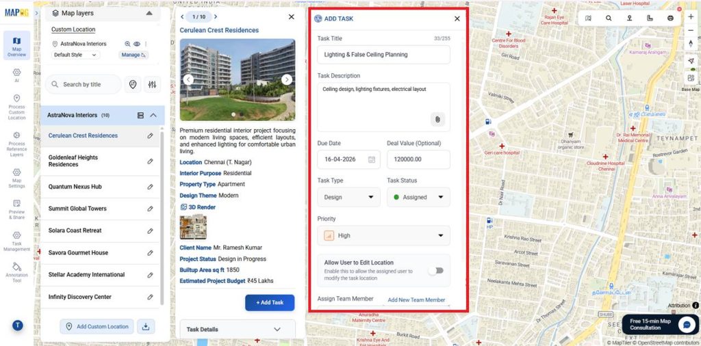 Task Management Workflow of Interior Design Site Visits