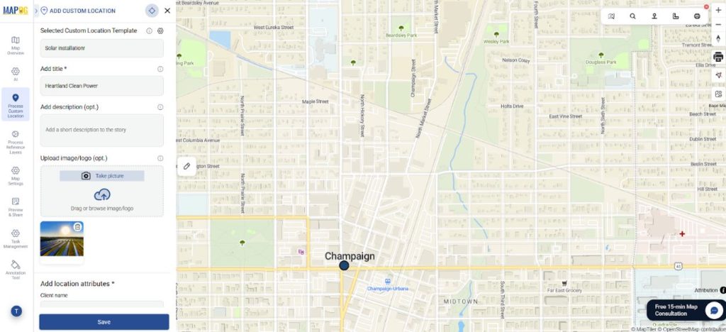Upload images or edit location