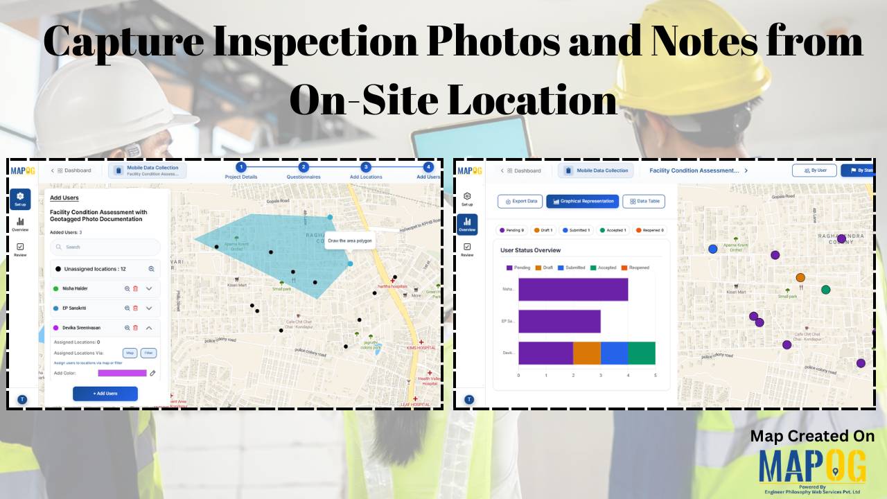 Capture inspection photos and notes from on site location