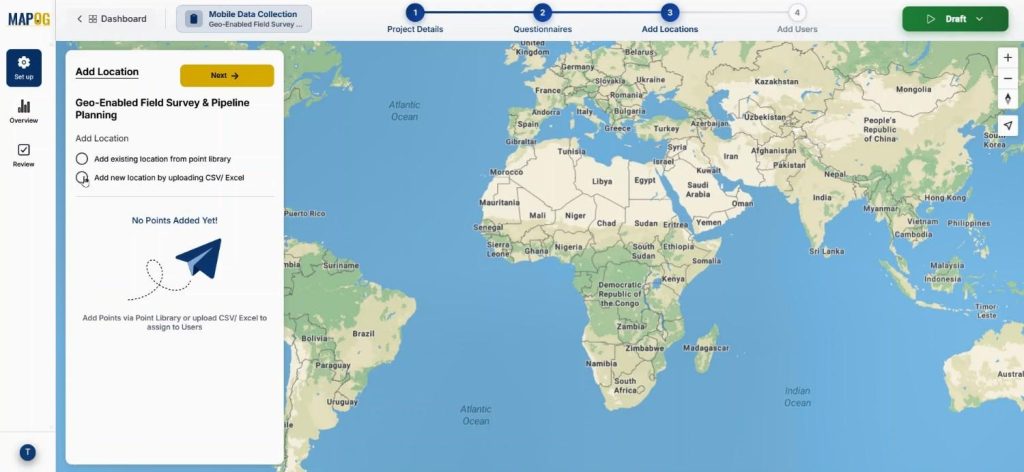 add new location by uploading csv/excel