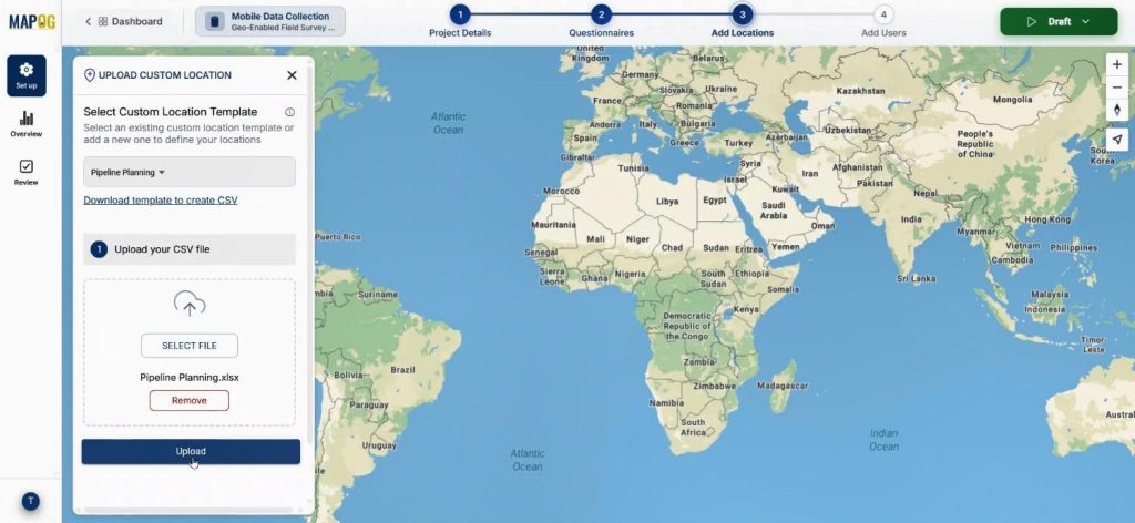 upload prepared excel file