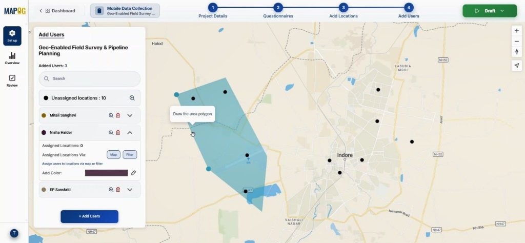 draw polygon to allocate user