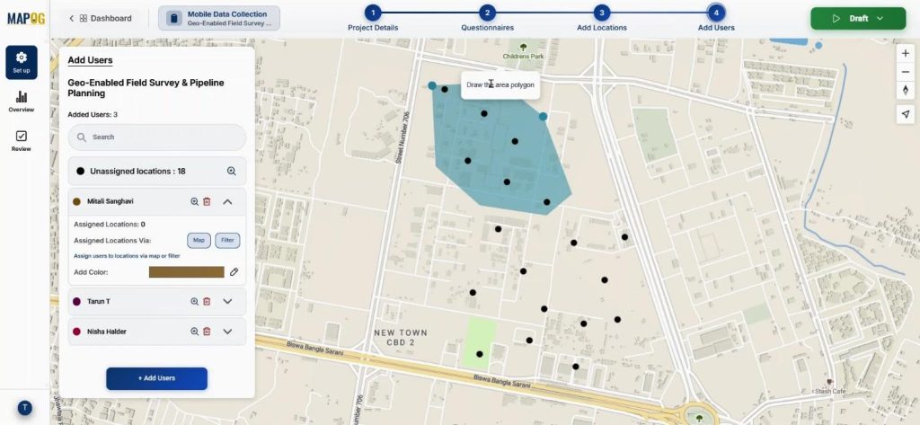 draw polygon to allocate user