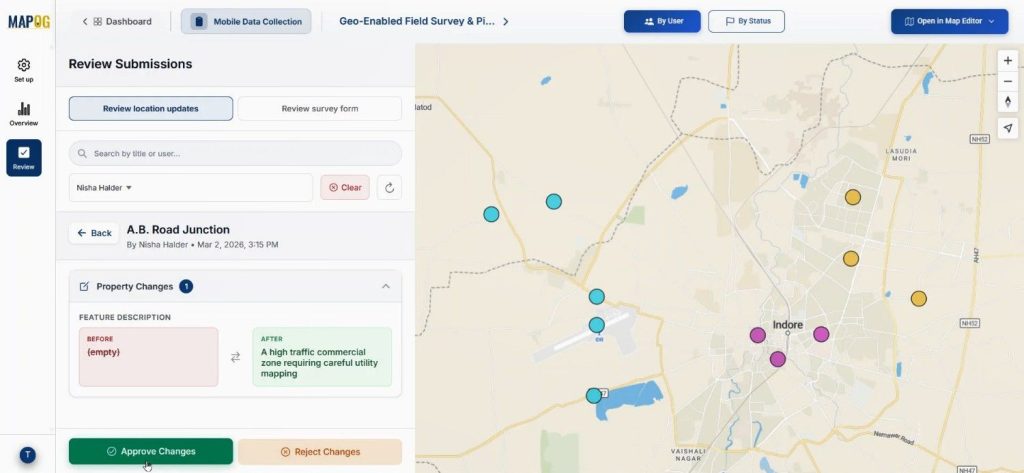 review location & approve changes