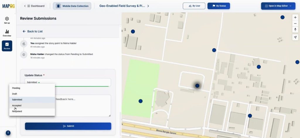 update status for locations to Conduct Builder Field Surveys