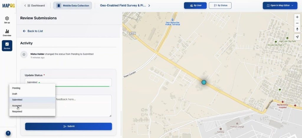 update status for locations to Conduct Builder Field Surveys