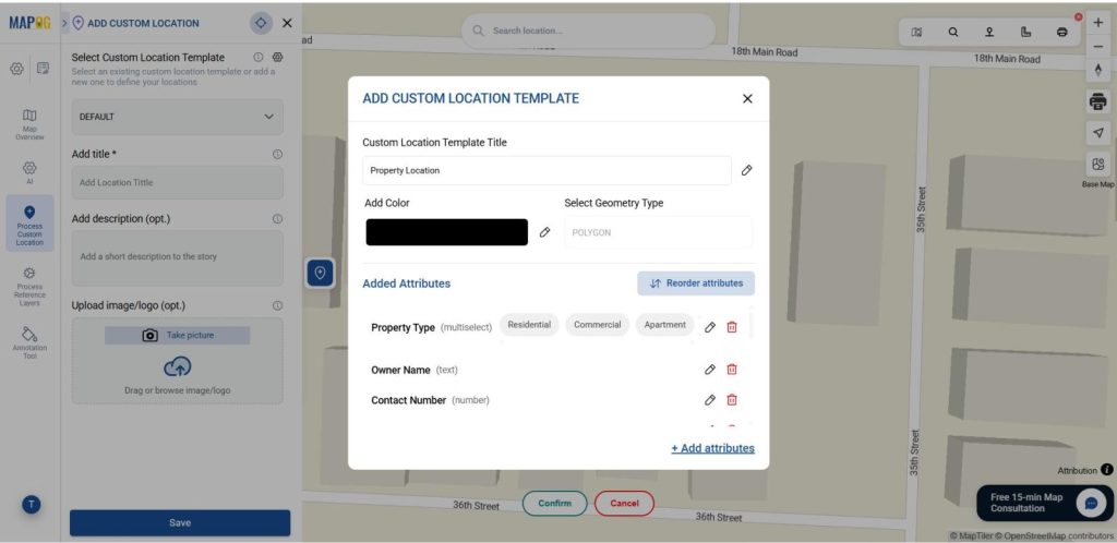 Add custom location template to add property location with Nearby Amenities