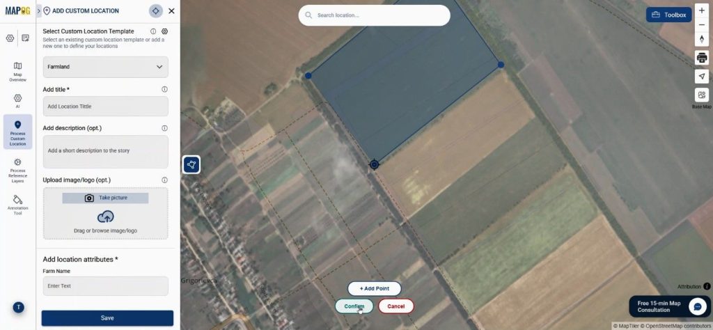 draw polygon to Map Farm Land