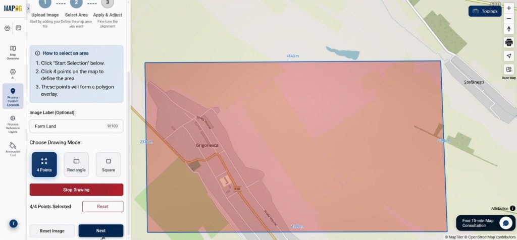 select area to Map Farm Land