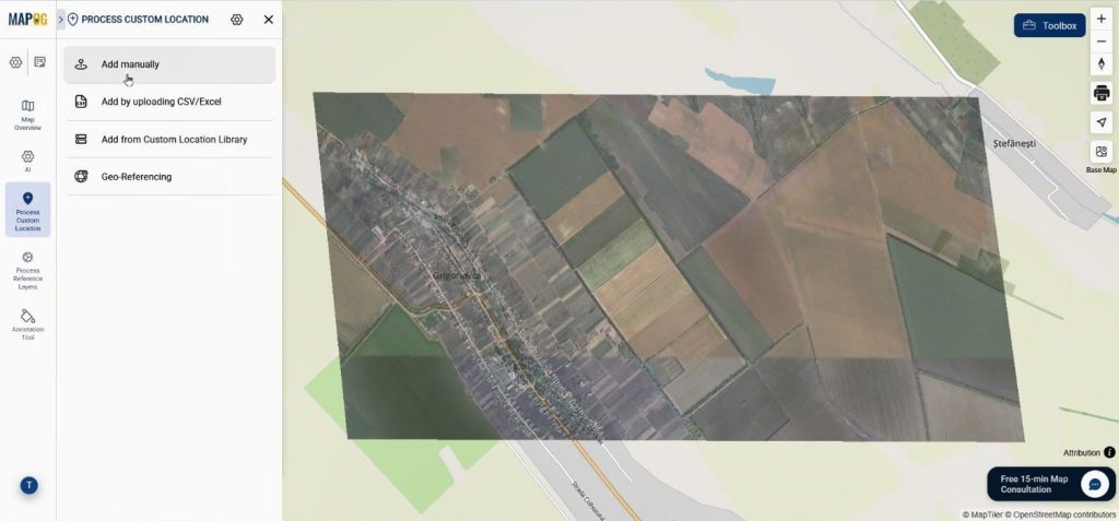 open add manually to Map Farm Land