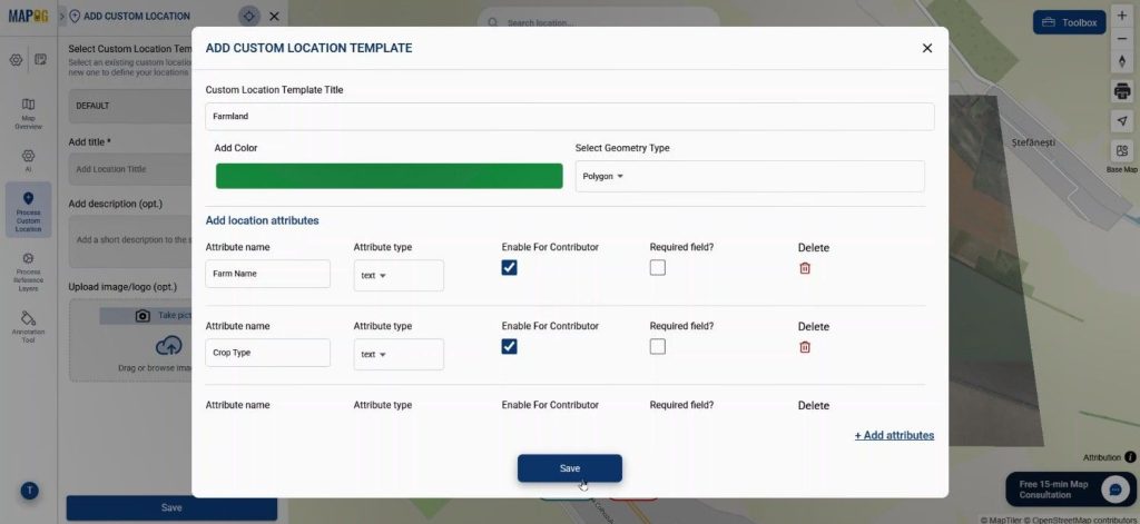 create new custom location template