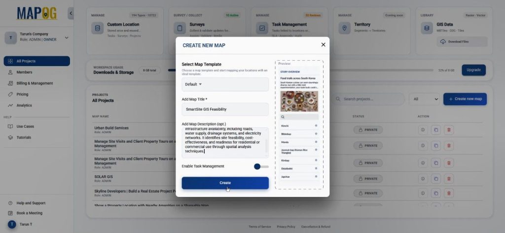Real Estate Site Planning map setup